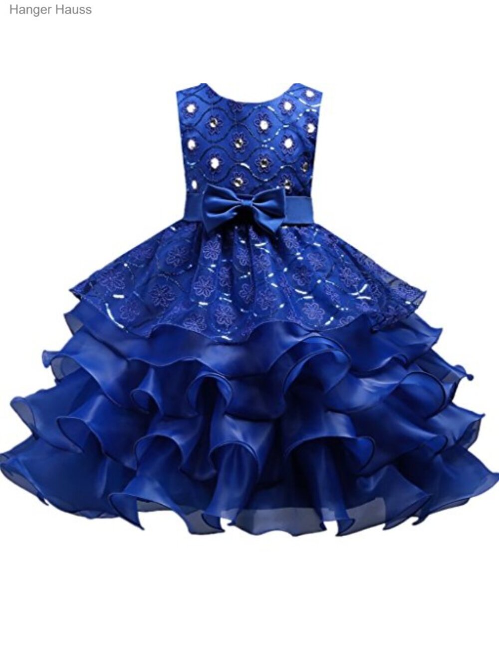 DreamHigh Girls Tulle Lace Ruffles Bow Waist Formal Wedding Flower Dress